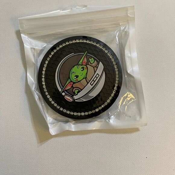 Yoda cup Coasters in black with logo. Set of 2 NWT - Picture 10 of 11